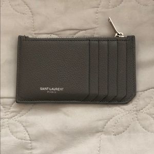 SAINT LAURENT brown pebbled wallet
